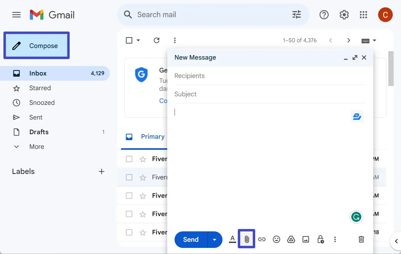 how to send pdf through Gmail