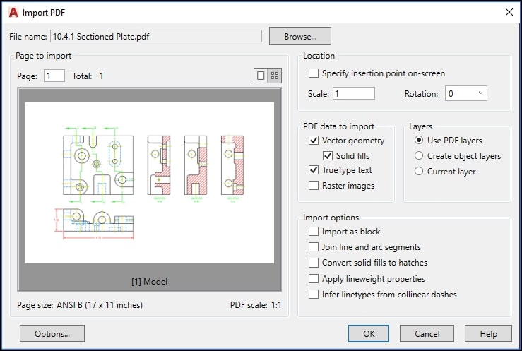 adjust the pdf import settings