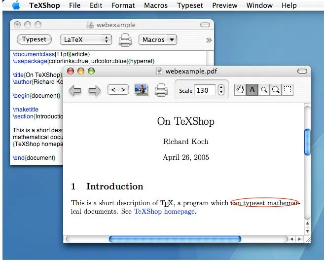 texshop latex text editor