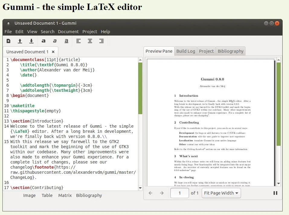 gummi latex text editor