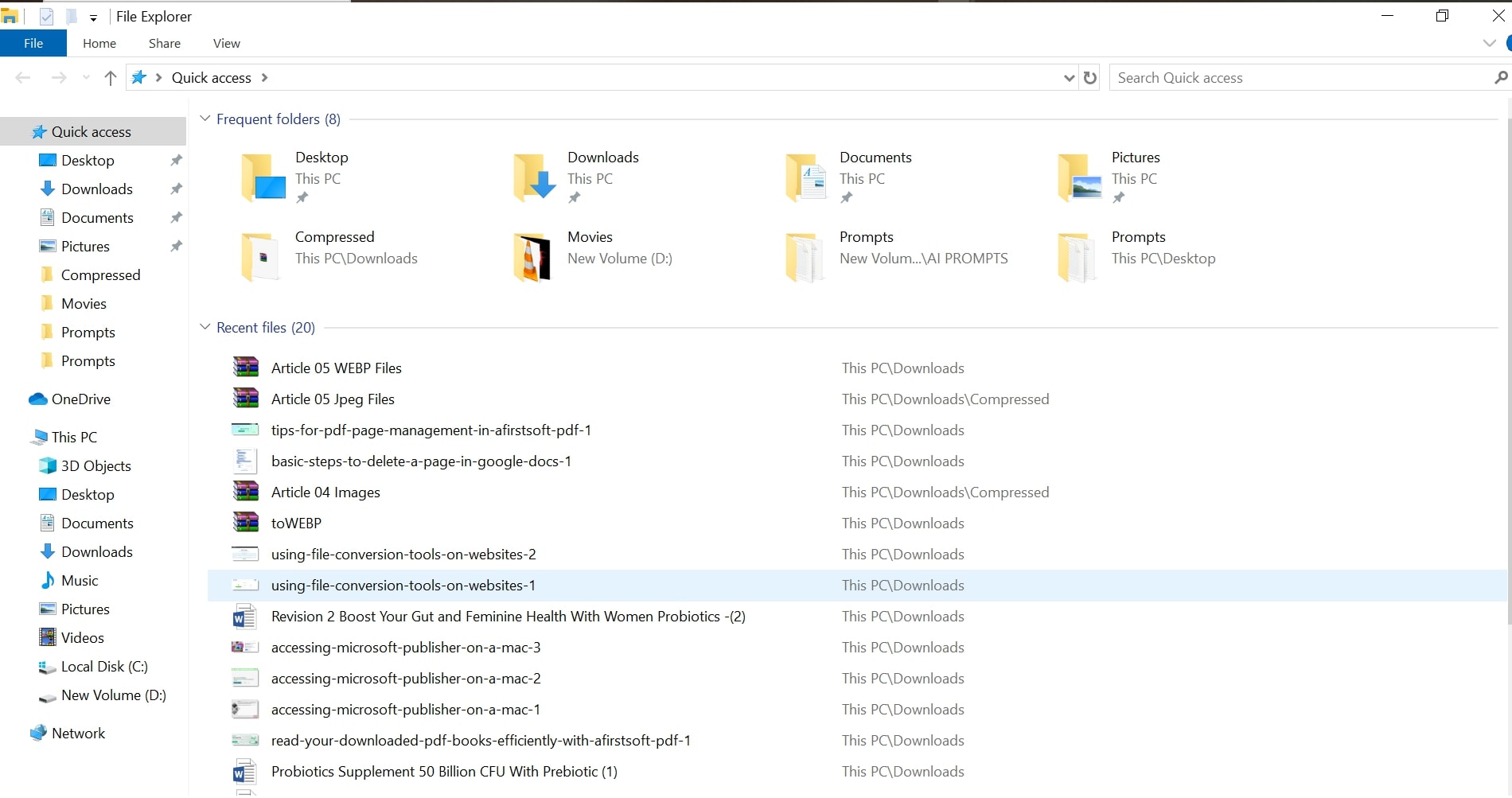 Using File Explorer (Windows) to find PDF Files