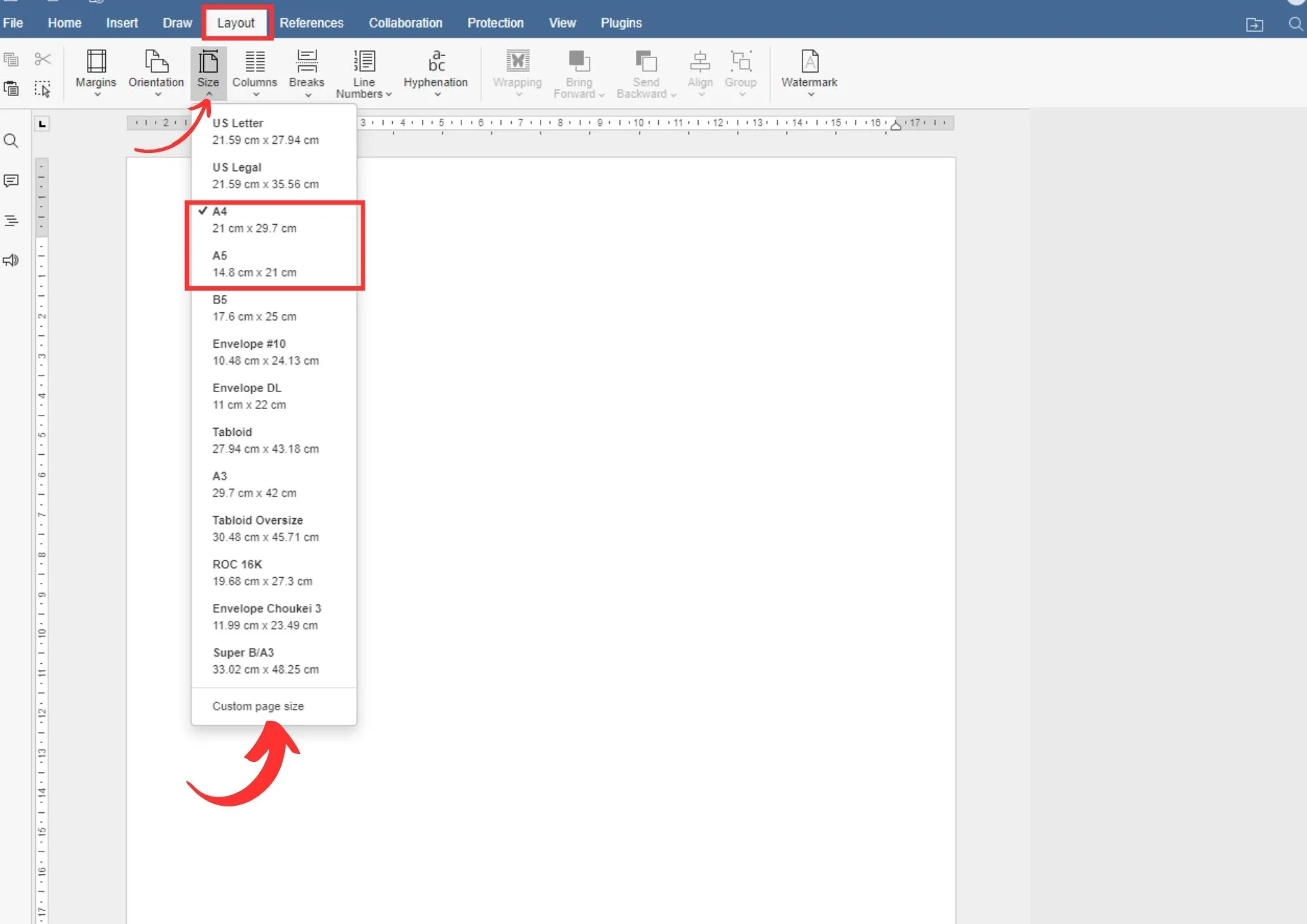 change paper size in microsoft word