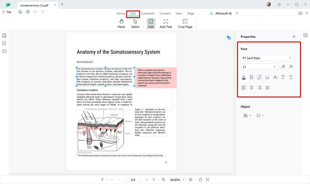 modify the pdf content