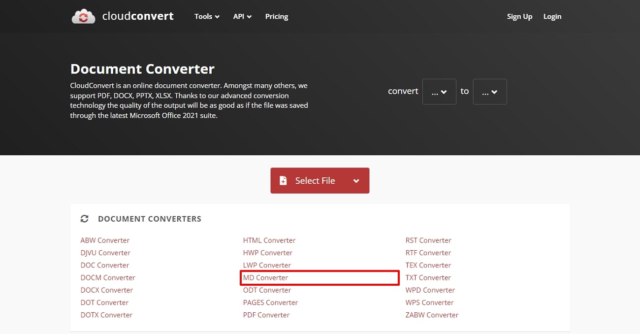 access the md converter