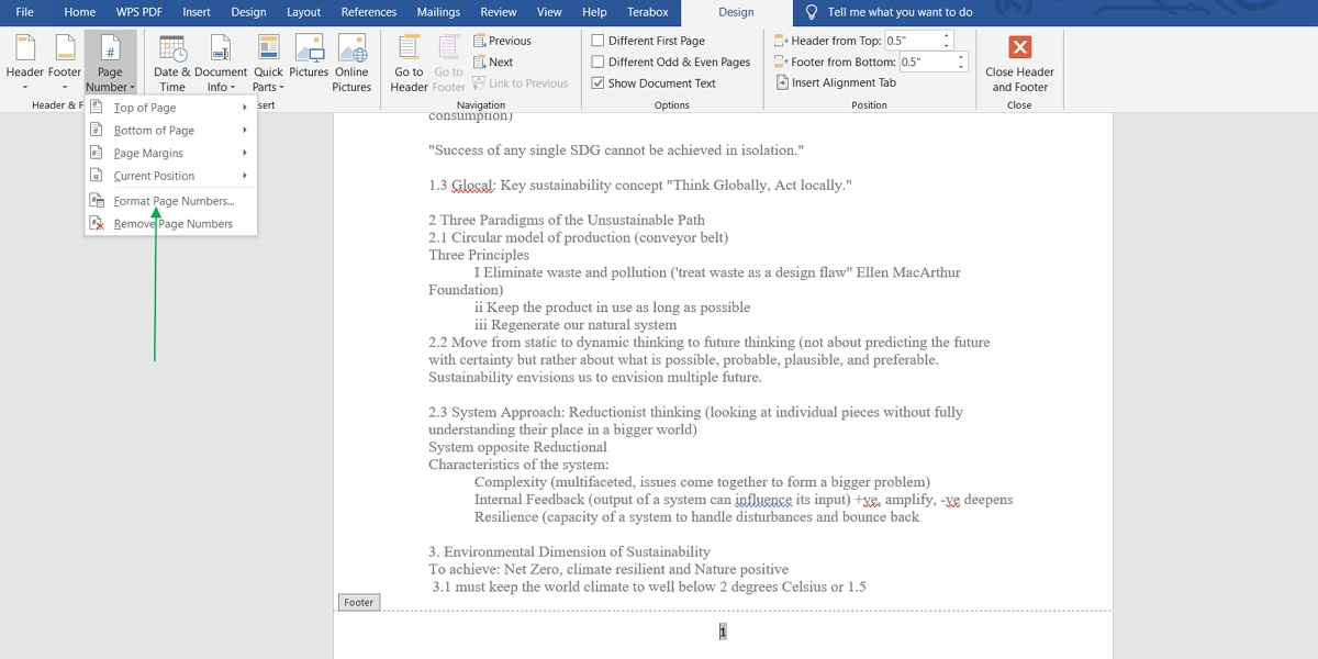 Format page settings