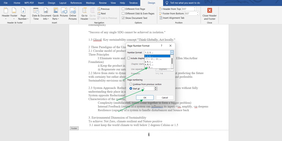 Format page settings