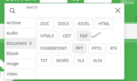 choose the output format as pdf