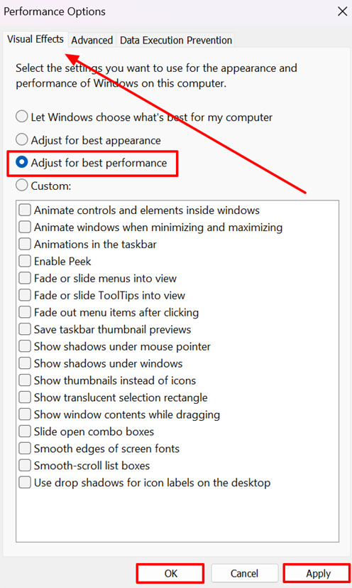 enable adjust for best performance