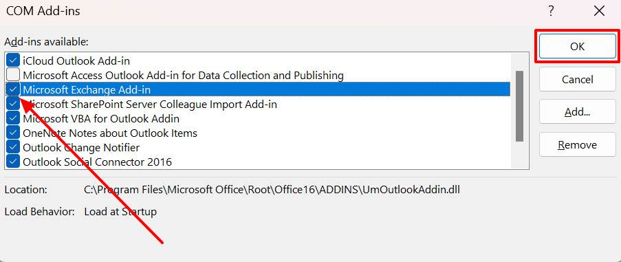 disable or remove outlook add-ins