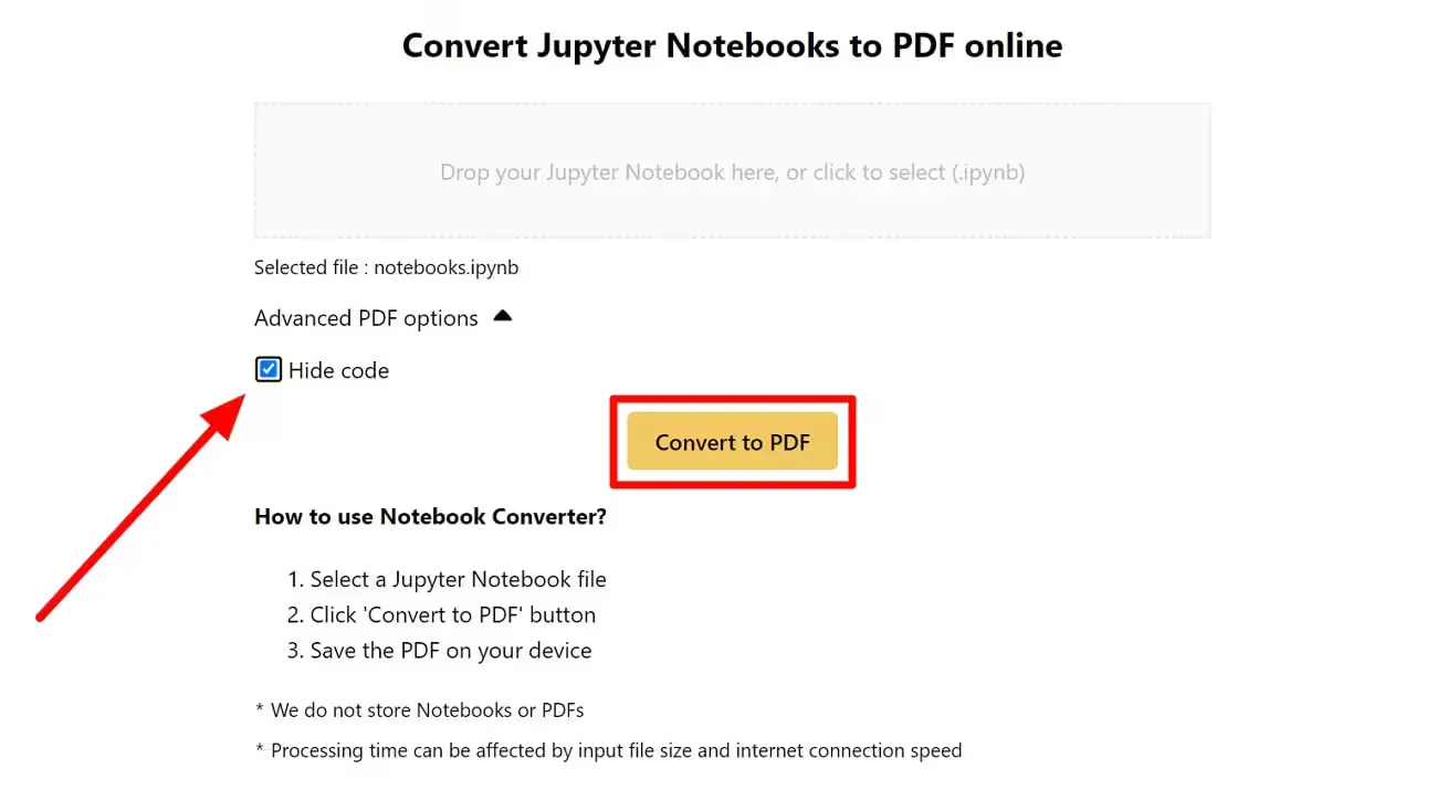 convert ipynb to pdf