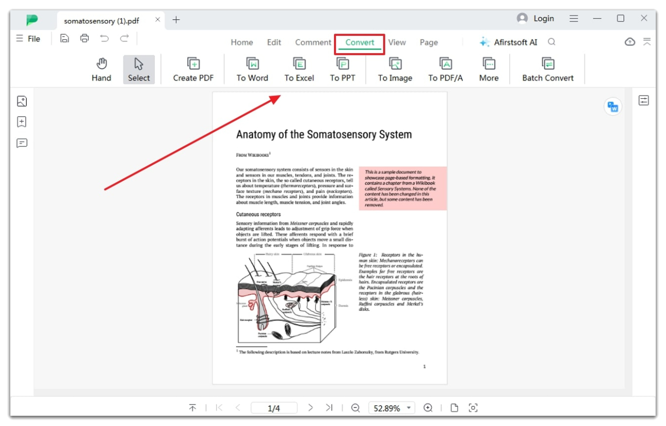 access the convert tab