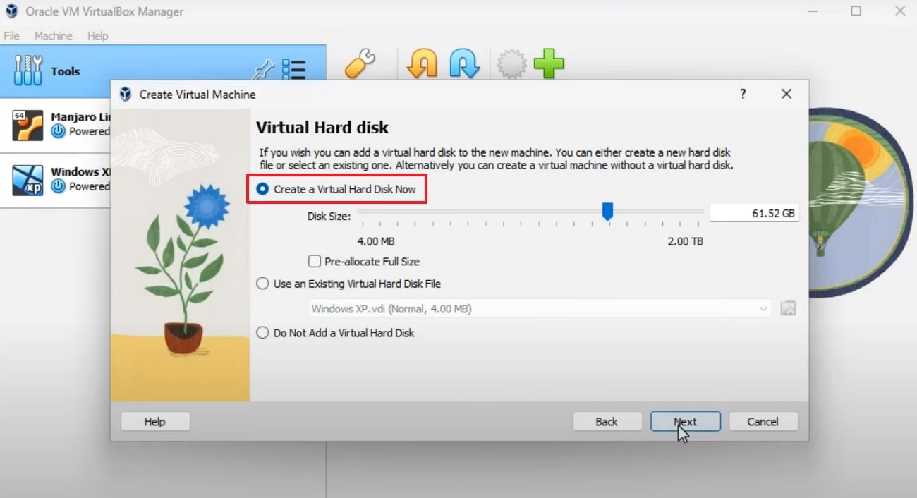 adjust virtual hard disk