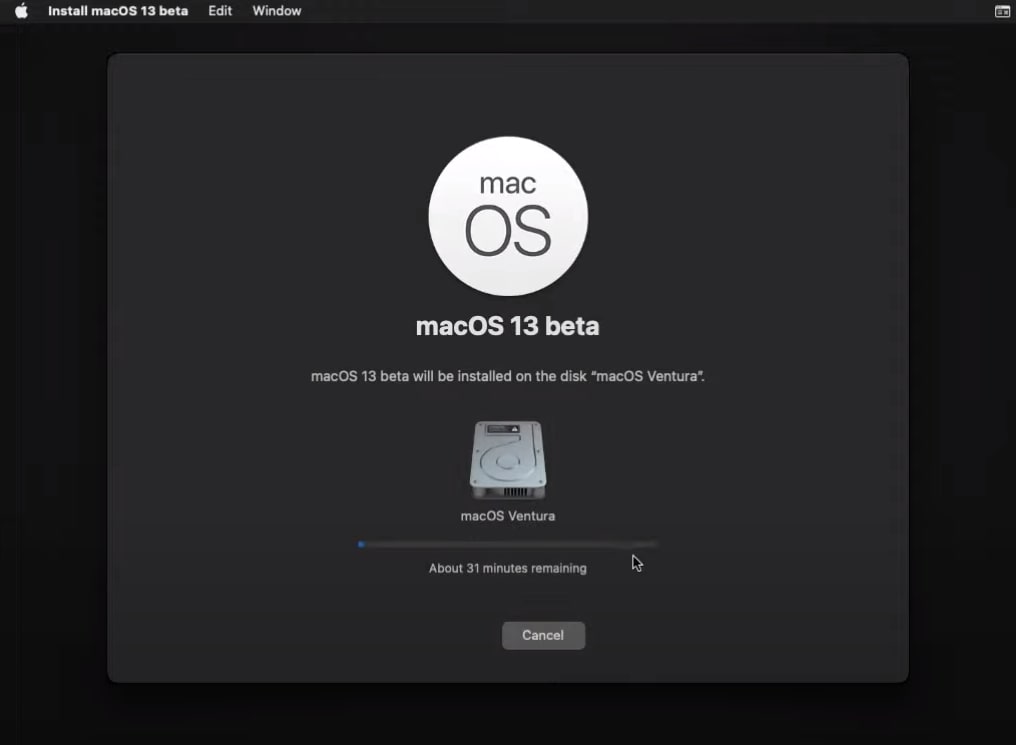 start installing macos