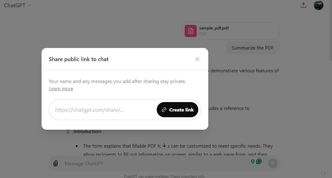 share a chat link on chatGPT