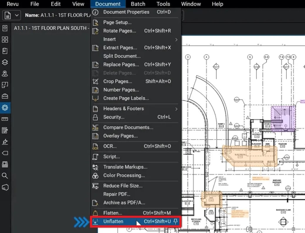 tap on the unflatten option