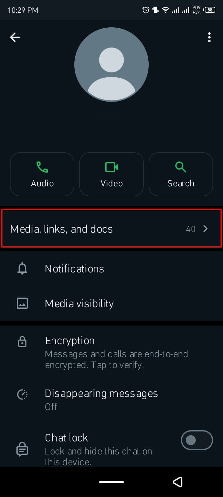 tap media, links, and docs option