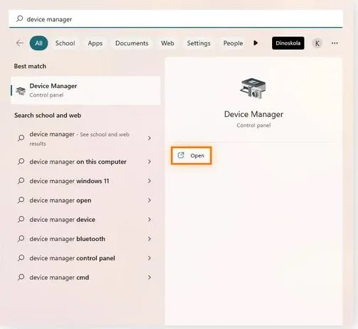 open device manager in windows 11