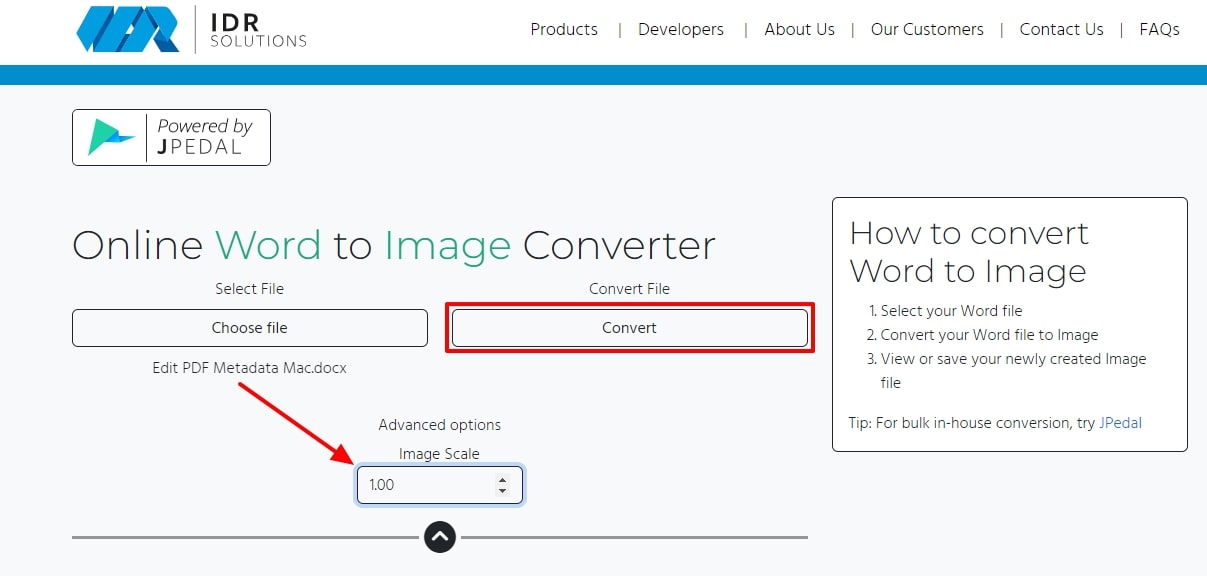 adjust the image scale