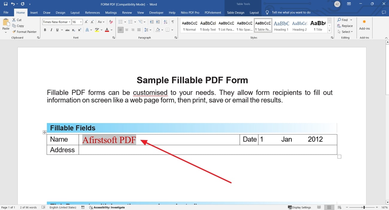 fill form with ms word