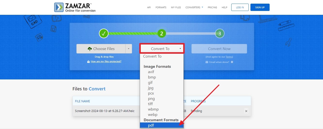 confirm pdf format as output