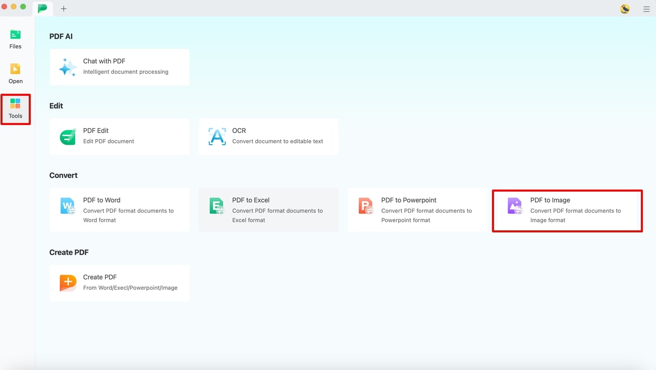 choose pdf to image tool