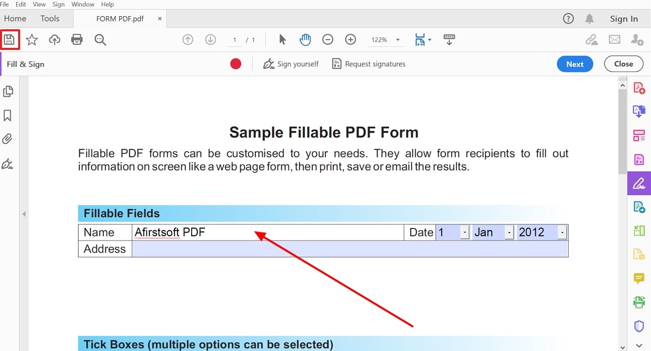 save the form file