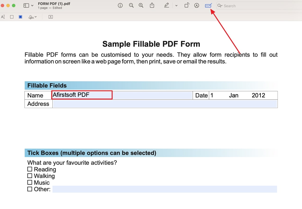 fill the pdf form using preview