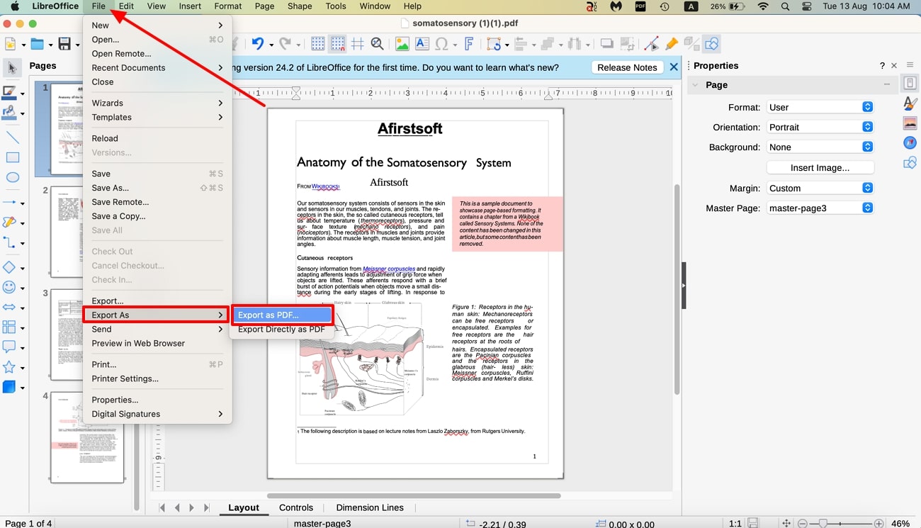 click on export as pdf