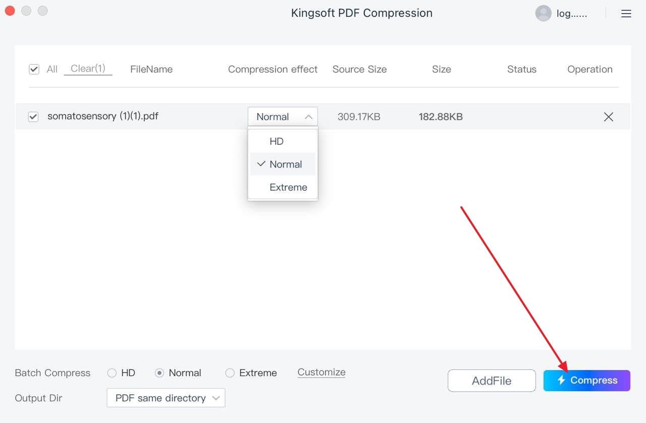 select the compression effect