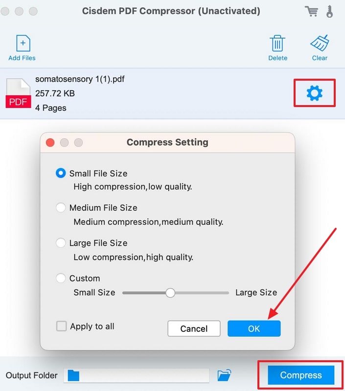 customize the compress settings