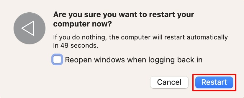 confirm macbook restart process