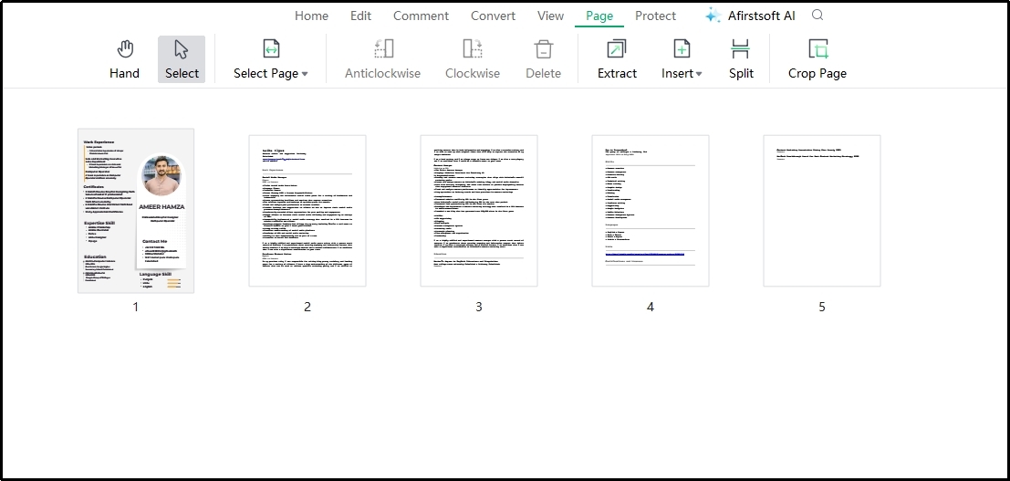 page tab preview in Afirstsoft pdf