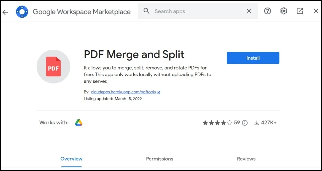 pdf merge and split extension in google workspace