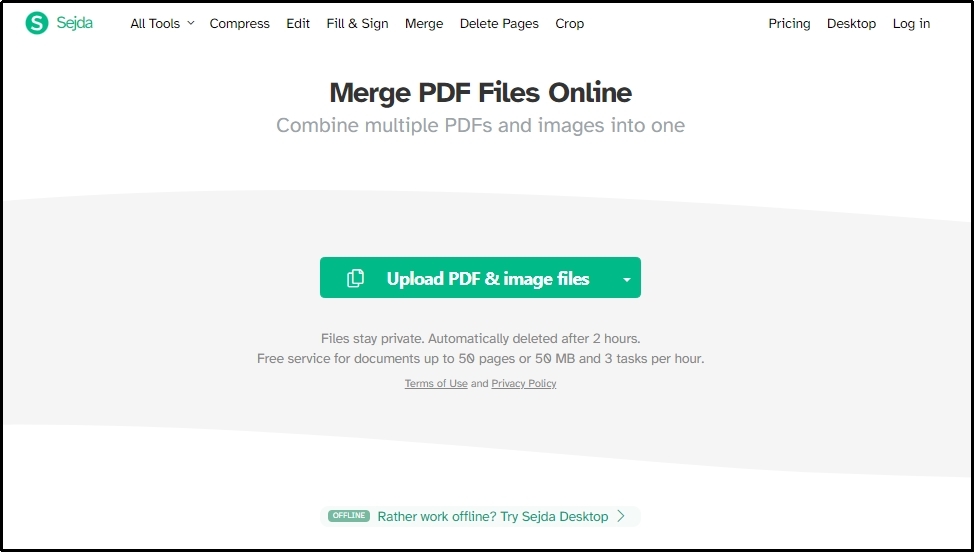 upload files in Sejda pdf