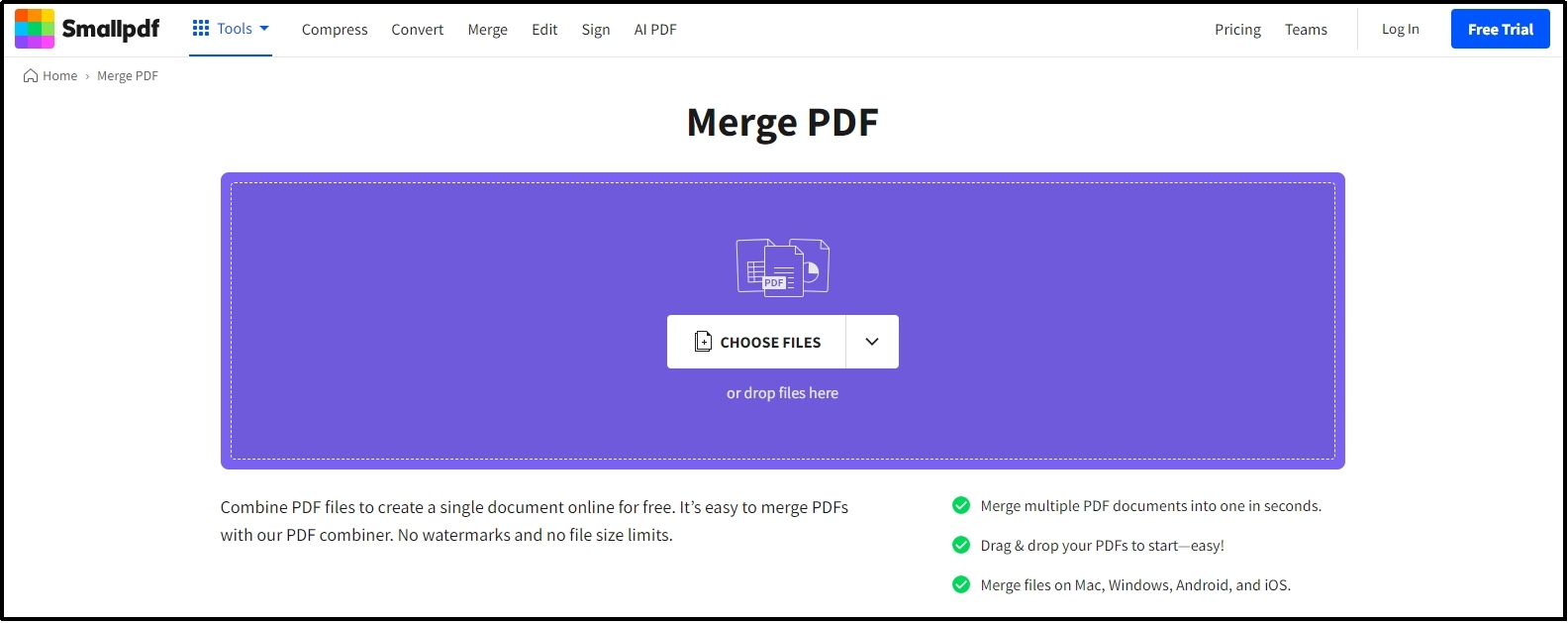 choose files in small pdf for merging them