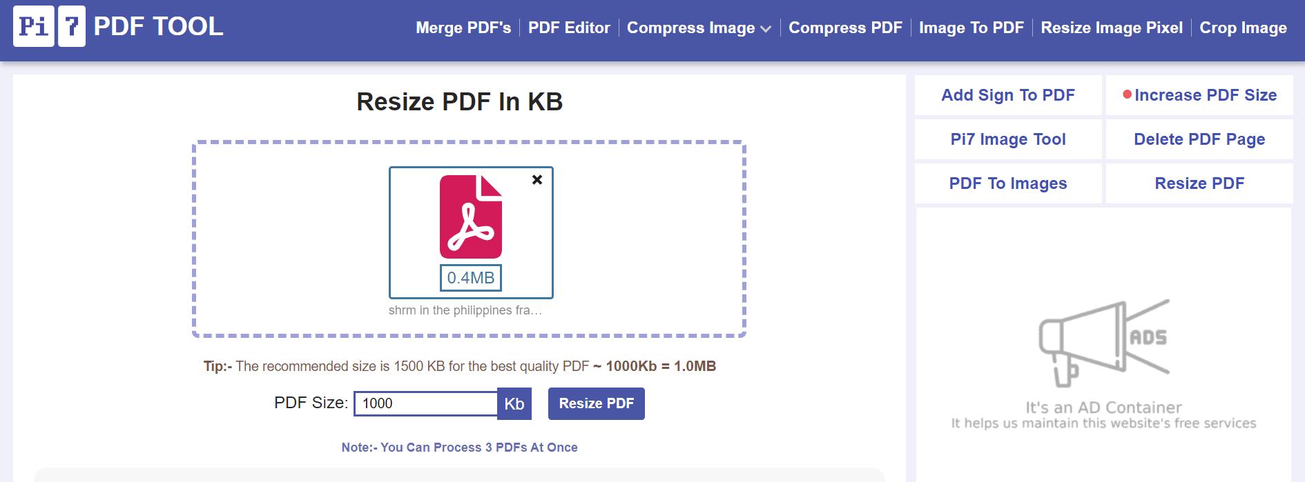 Pi7 PDF tool compressor