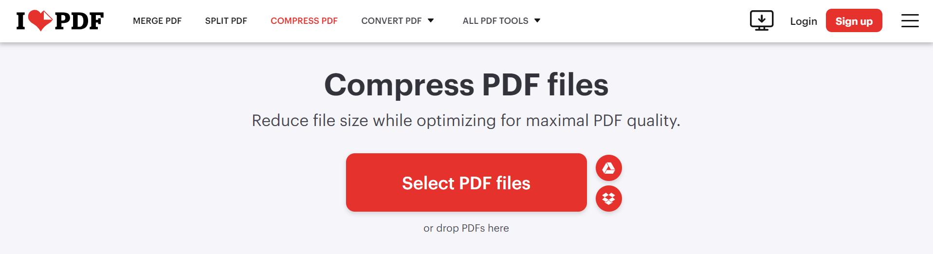 iLovePDF compressor