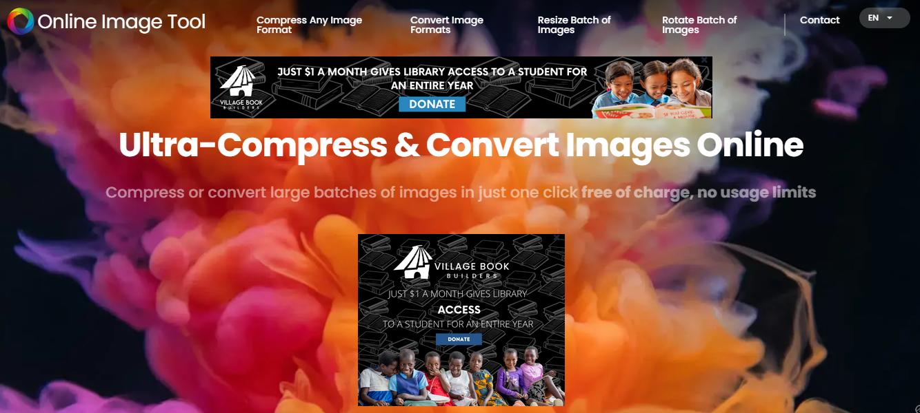 front page of online image tool