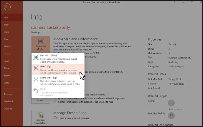 format selection in powerpoint