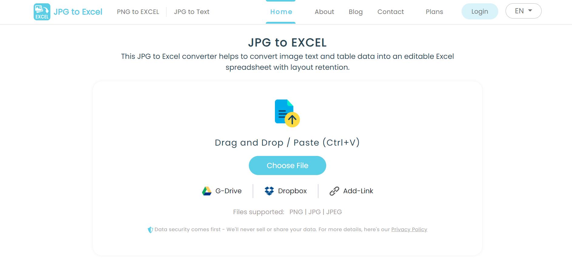 jpg to excel converter process screenshot