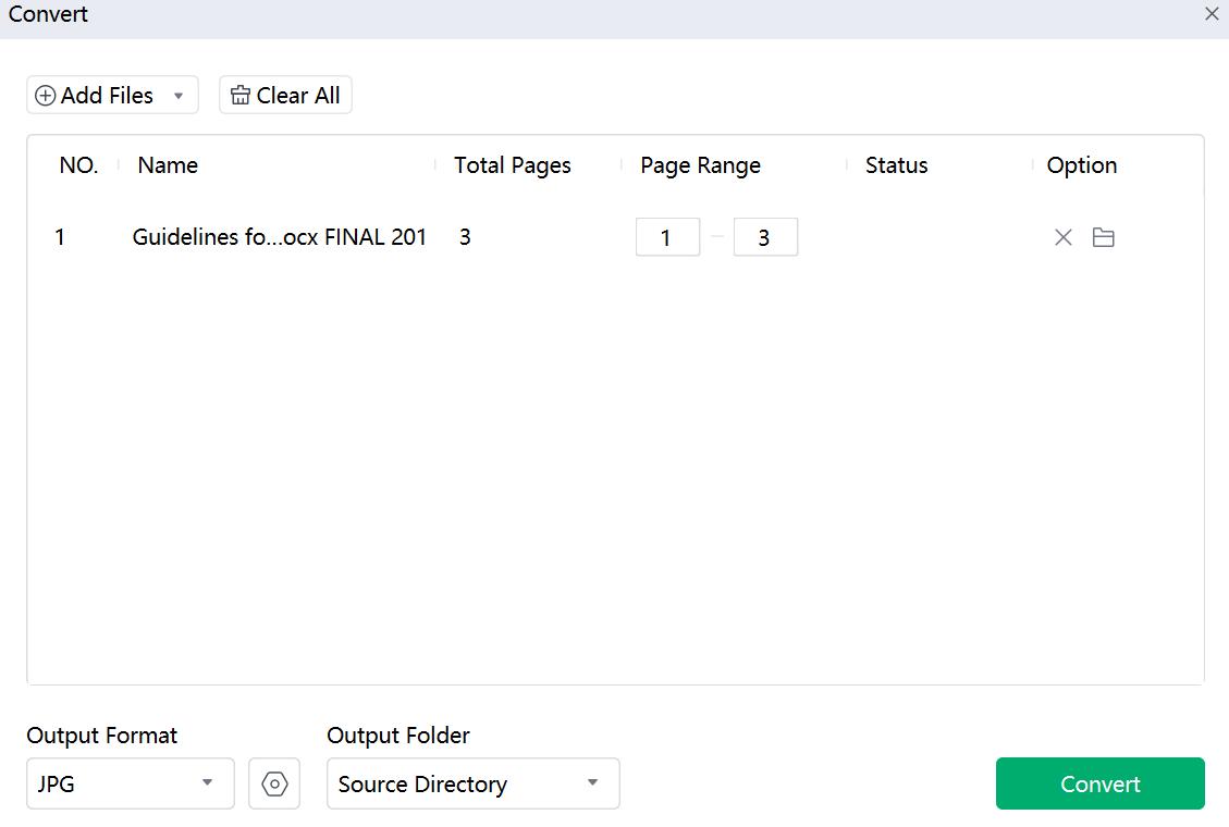 afirstsoft pdf to jpg conversion settings screen