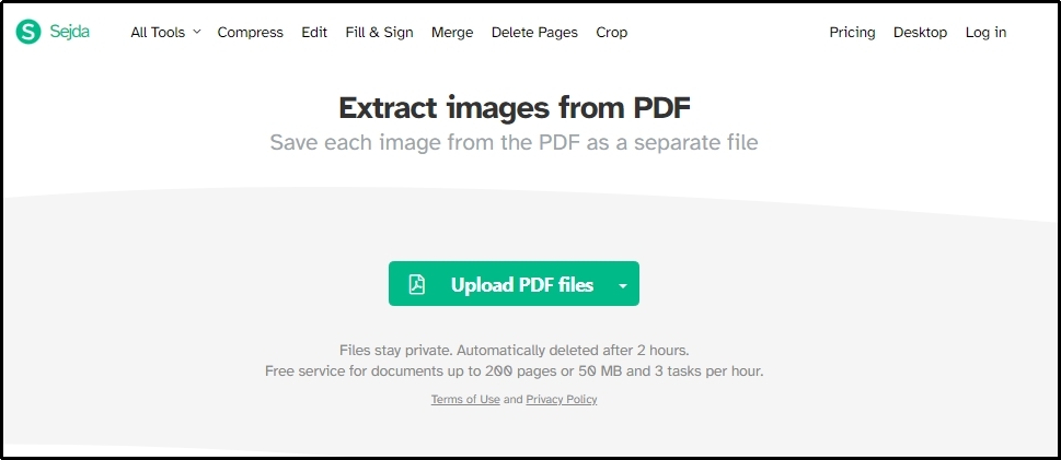 file uploading option in Sejda pdf