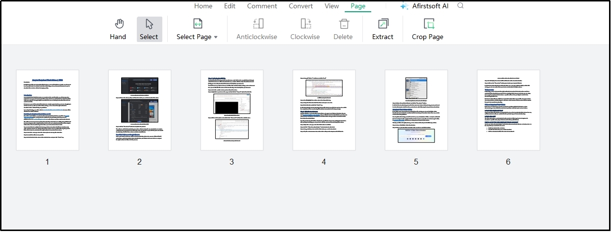 page tab in Afirstsoft pdf