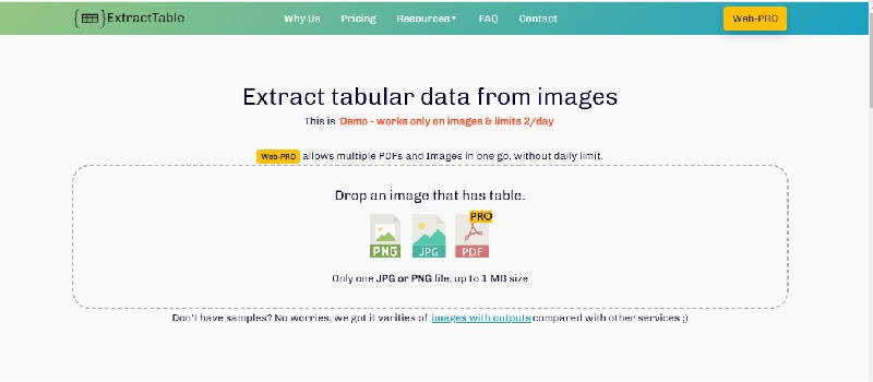 extracttable table extraction tool