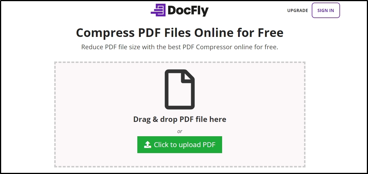 docfly online free pdf compressor interface