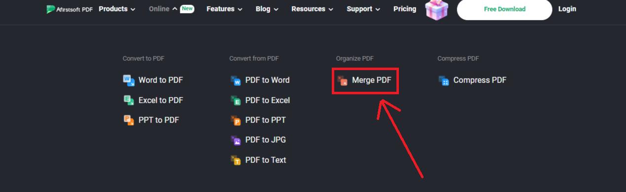 afirstsoft merge pdf feature