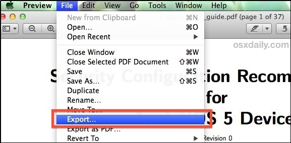 export option in preview mac