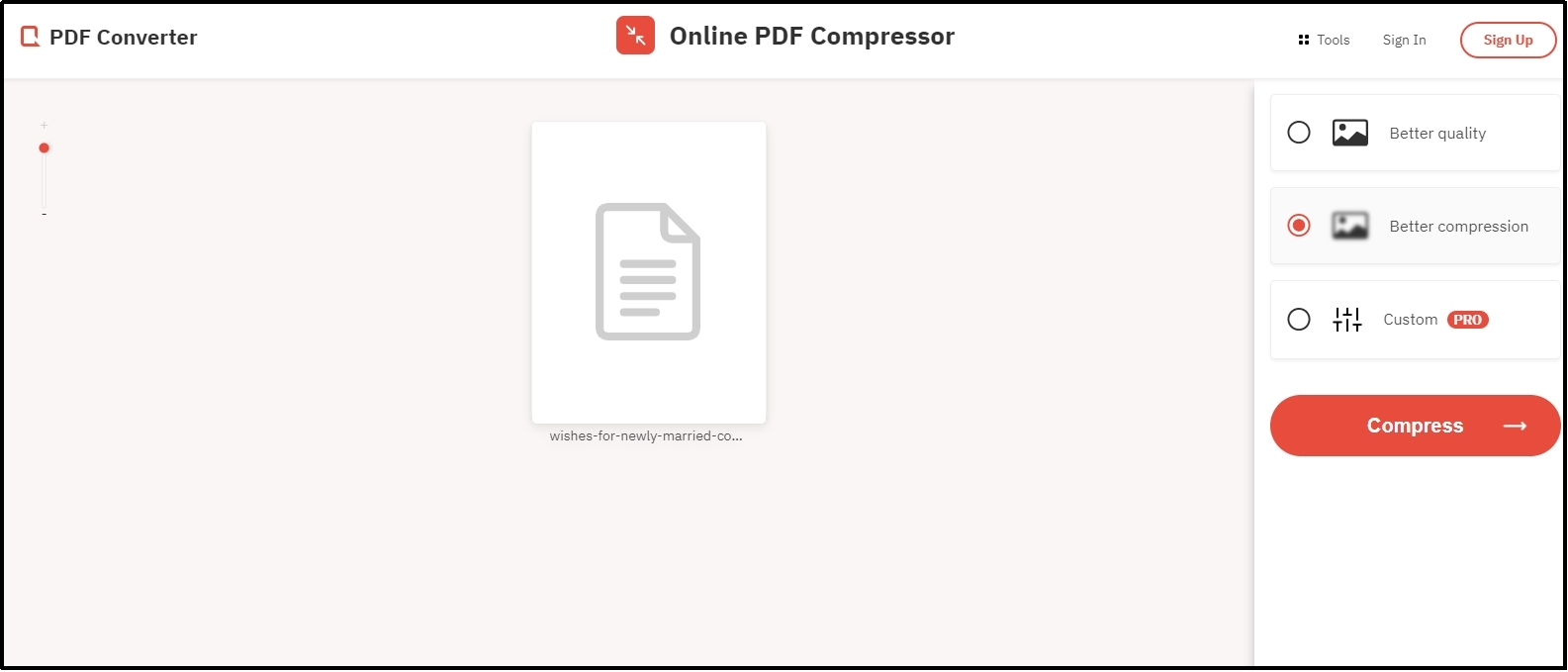 compress a pdf option in free pdf convert