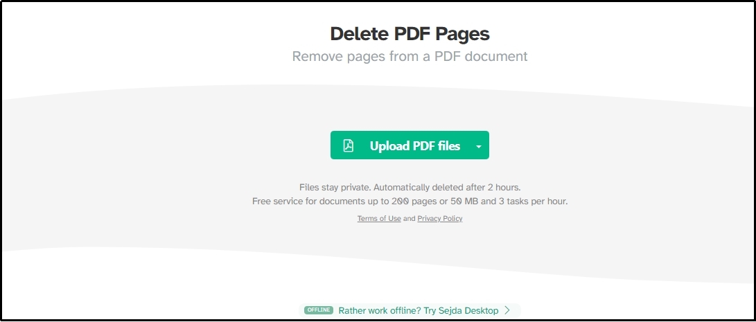 upload a file in Sejda pdf