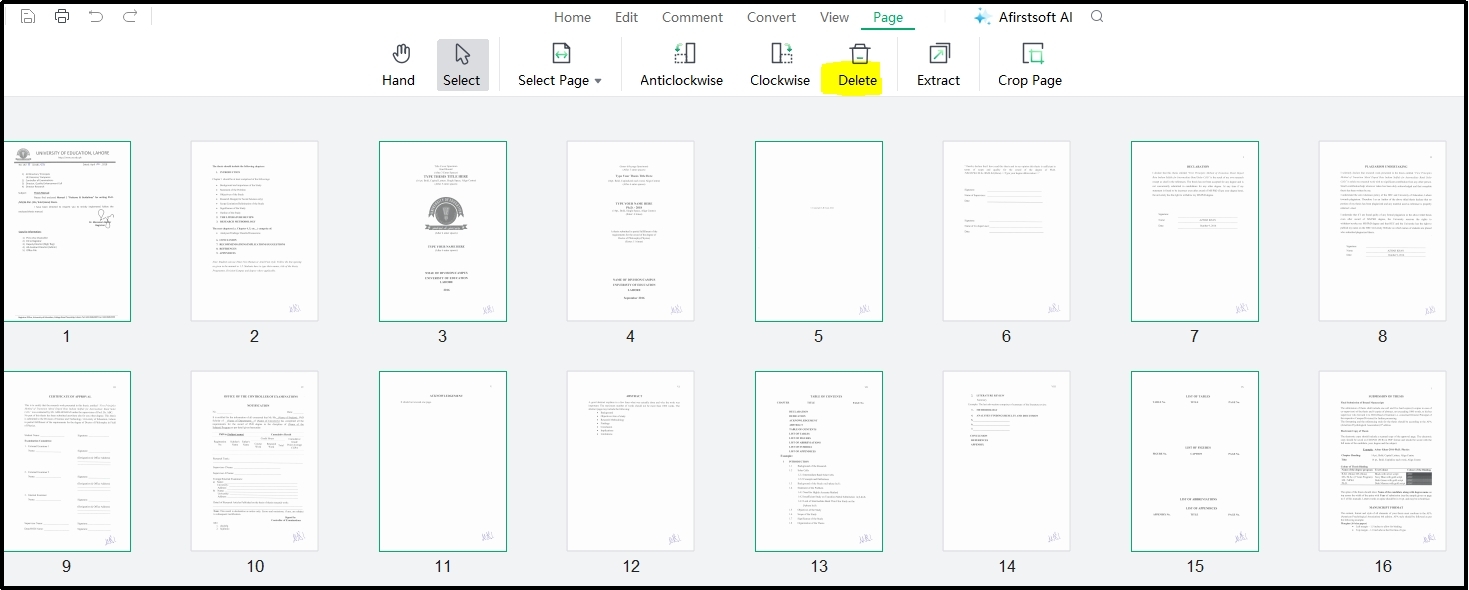 delete page in Afirstsoft pdf